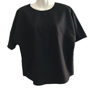 Who What Wear Black Blouse Short Sleeve Exposed Seam NWT Size XS